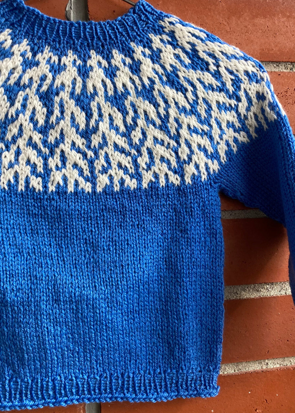 Korpikuuset-kaarrokeneule sininen