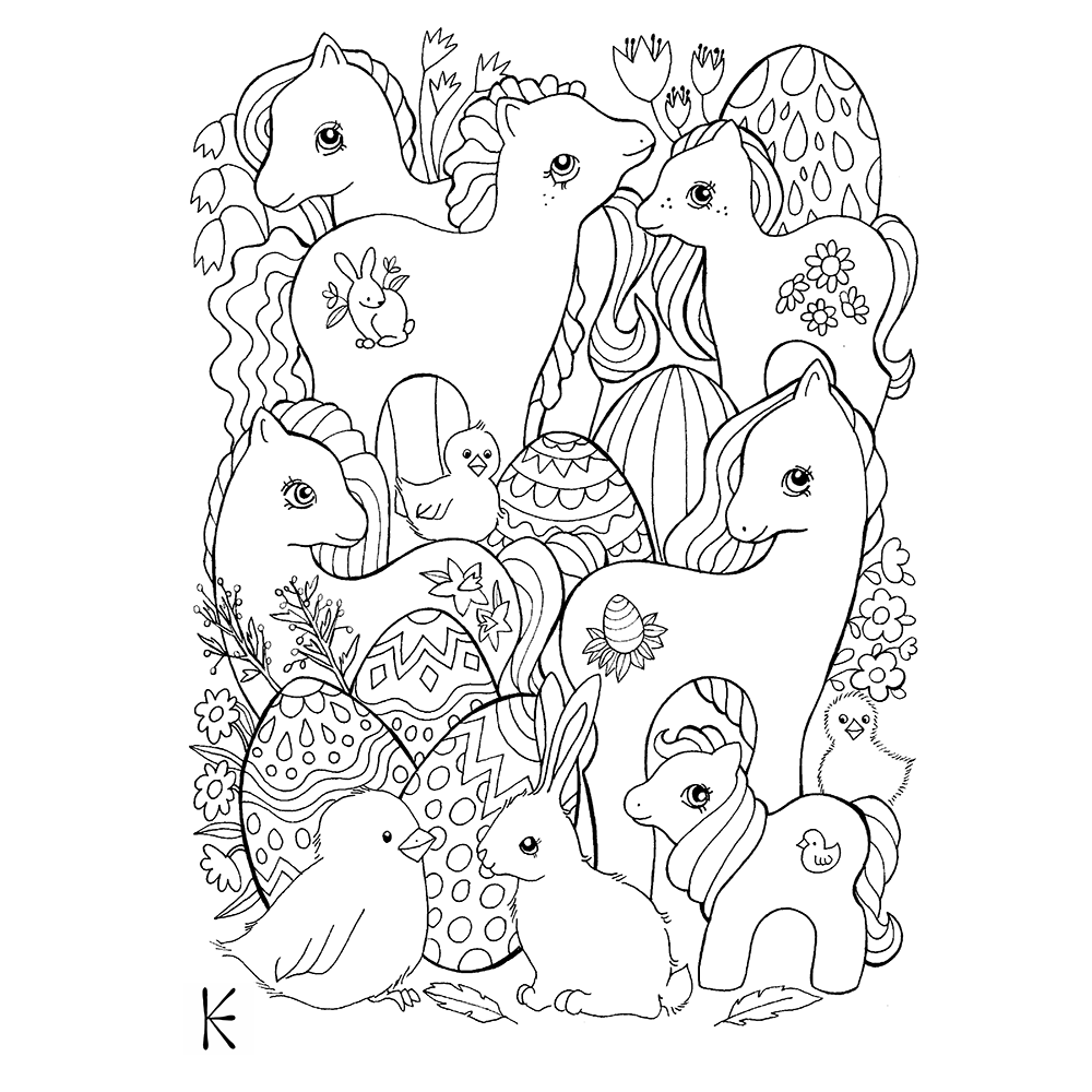 Pääsiäisponit -värityskuva