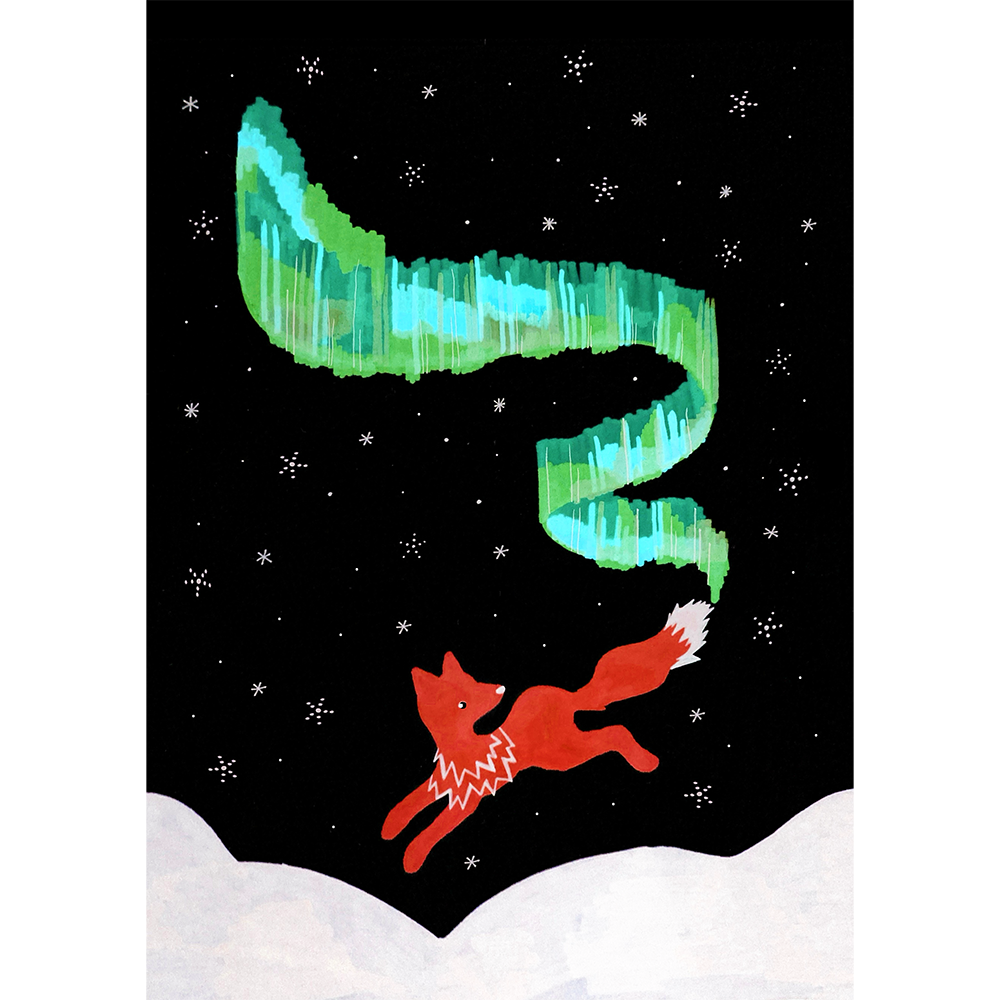 Joulukortti Revontulet