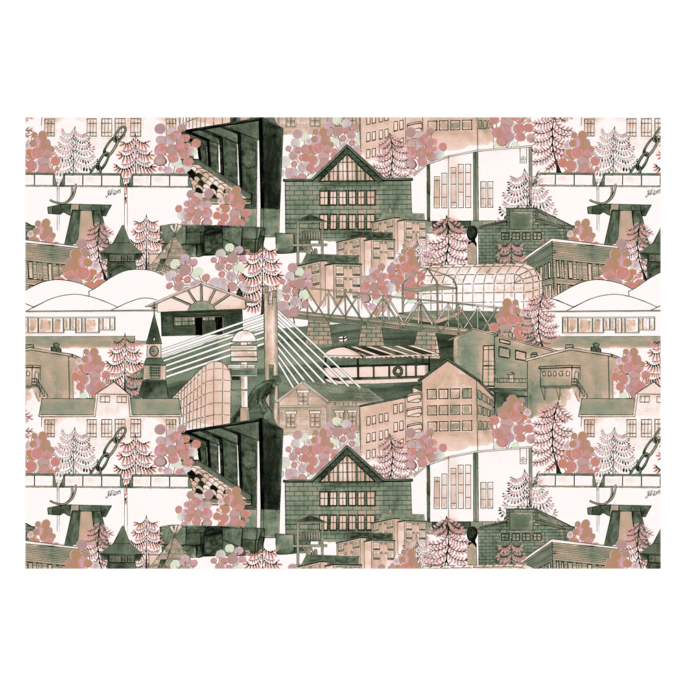 Rovaniemi -postikortti, roosa - Karoliina Erkinjuntti