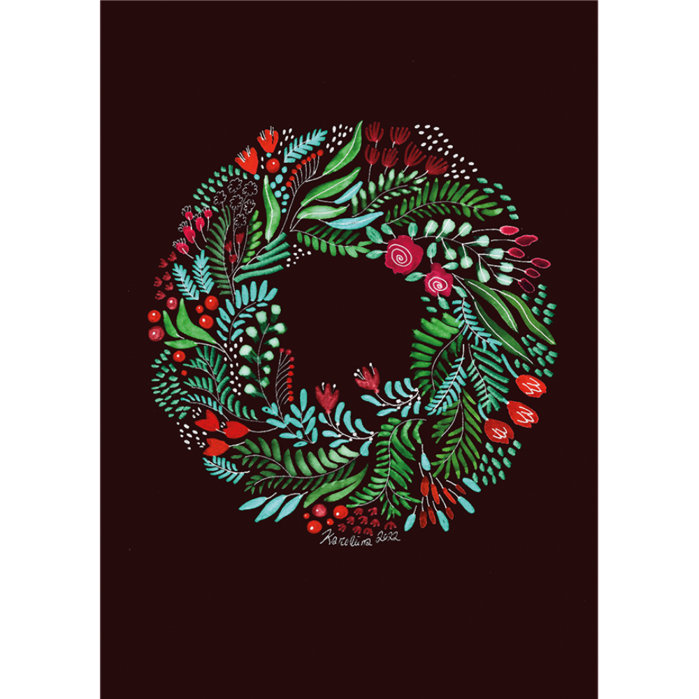 Kranssi -joulukortti - Karoliina Erkinjuntti