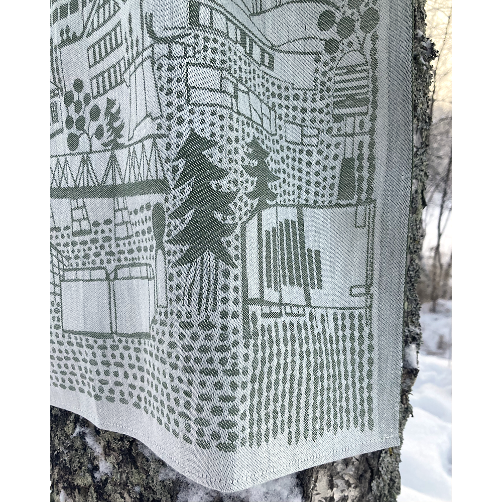 Rovaniemi kudottu keittiöpyyhe - Karoliina Erkinjuntti