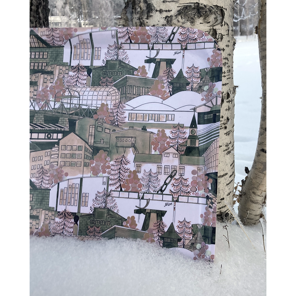 Rovaniemi -tarjotin iso 32x42cm roosa - Karoliina Erkinjuntti